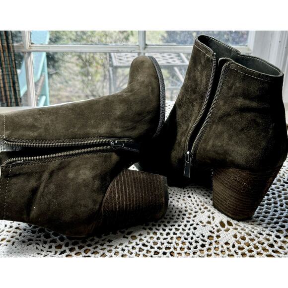 Vince Camuto Ladies Brown Leather Suede Fringe Tassel Bootie Size 8.5 Wide 787 - Picture 5 of 10